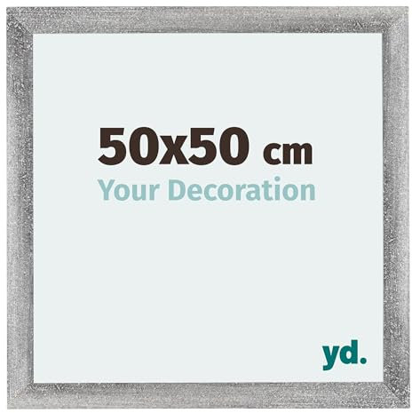 yd. Your Decoration - Bilderrahmen 50x50 cm - Grau Gewischt - Bilderrahmen aus MDF mit Acrylglas - Antireflex - 50x50 Rahmen - Mura