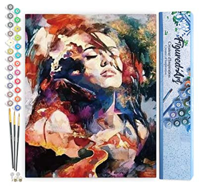 Figured'Art Peinture par Numéro Adulte Femme aquarelle - Activité Manuelle Kit de Loisir Créatif DIY Numéro d'Art Complet - 40x50cm sans châssis en bois