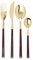 Mikasa Tortoiseshell Cutlery Set, Gold Polished Stainless Steel, Knives, Forks, Spoons, Teaspoons, 16pc Set for 4