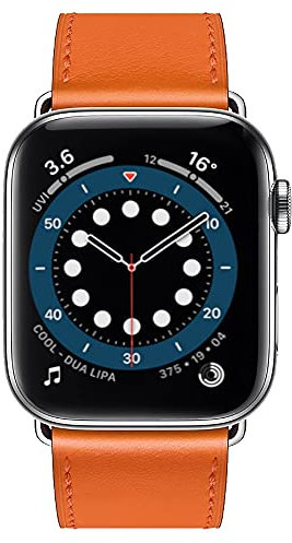 Compatible avec Apple Watch Bracelet 42mm 44mm 45mm, Cuir Bande de Remplacement pour iwatch Series 7 Se Series 6 Series 5 Series 4 Series 3 (42/44/45mm,orange)