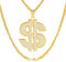 Dollar Sign Pendant Necklace - Gold Plated Chain for Men, Women & Kids - Rapper Punk Style