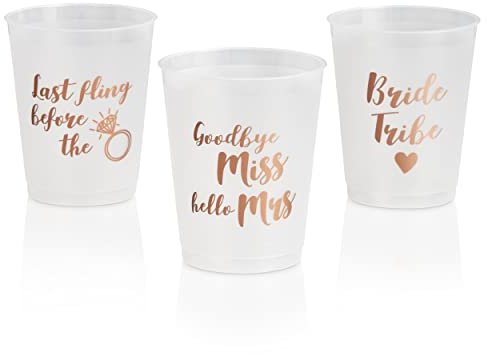 Hen Party Drinking Cups - Pack of 12 Rose Gold Designs - Ideal Hen Do Night Accessories
