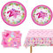 10pcs Two Rex Birthday Decorations, Pink Dinosaur 2nd Birthday Party Supplies for Girls, Plate, Paper Towel, Tablecloth Set