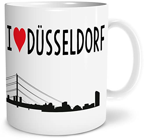OWLBOOK® I love Düsseldorf Tasse mit Spruch Geschenke Geschenkideen als Erinnerung oder Mitbringsel von einer Reise für Männer und Frauen zum Geburtstag Keramik 300 ml