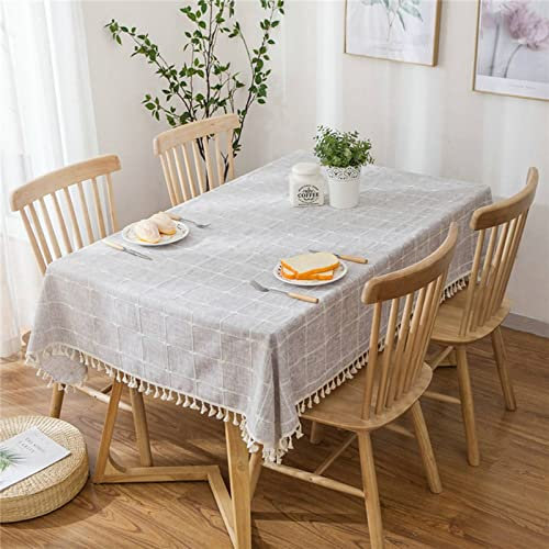 EHOMERY Tischdecke Beschwerer Tablecloth Waterproof Square Einfacher Plaid-Stil Tischdecke Abwaschbar Landhaus Tischtuch Italienisch Grau Tischschutz Dekoration 60X60Cm