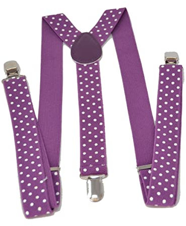 Z&H Bretelle a pois (bianco e viola), accessori di abbigliamento, bretelle elastiche, costume, unisex universale., viola, S