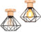 TOKIUS Lámparas de Techo Vintage 22CM Retro Lámpara Colgante Diseño de Jaula Negro Iluminación de Techo en Madera y Hierro E27 Luz Colgante de Interior para Pasillo Salón Cocina (Plafón, 2 Piezas)