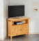 Hallowood Furniture Aston Small Corner TV Cabinet with Open Shelf and Cupboard, Oak Wooden TV Stand Cabinet with Storage, Ready Assembled Corner TV Units for Living Room and Bedroom