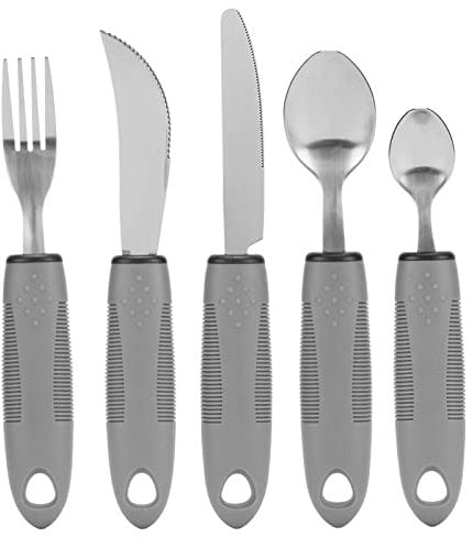Adaptive Utensilien für Handzittern, Arthritis und Parkinson, Beschwerte Messer, Gabel und Löffel, Edelstahl-Besteck-Set, Ältere Schwache Handgriffe und Behinderte Essutensilien