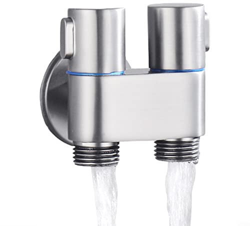 Oniissy Valvola di controllo doppia 1-in-2-Out, rubinetto della lavatrice e della toilette 1-in-2-Out, rubinetto del bagno, facile da montare (1 set di valvola a doppio controllo in ottone argento)