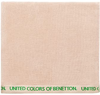 United Colors of Benetton Strandtuch, 90 x 160 cm, 380 g/m², 100% Baumwolle, Velours, Beige, mit Logo neutral be