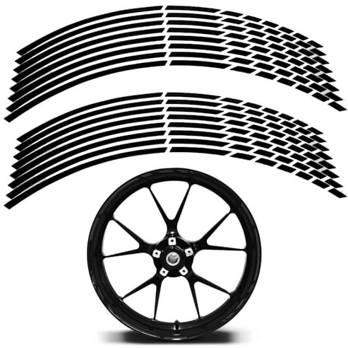 Felgenaufkleber,Reflective Wheel Felgen streifen Aufkleber,Felgenrandaufkleber Komplettset,Felgenrandaufkleber Felgenband,Motorrad Fahrrad Auto Blau Motorradaufkleber Komplettset,Schwarz
