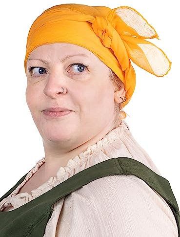 Andracor Kopftuch Halstuch Schal - 1x1m - für LARP, Cosplay, Mittelalter, Fantasy, Karneval, Halloween - Ringelblume
