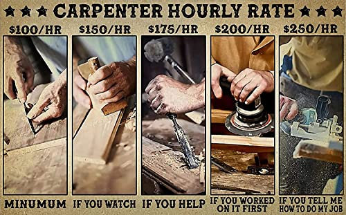 Retro Decor Blechschilder Tischler Stundensatz Zimmermann Retro Wandkunst Dekor Eisen Malerei Für Zuhause Küche Cafe Pub Schild Plakette 20 x 30 cm