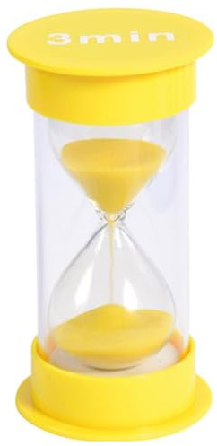 ATC Handels GmbH Sanduhr groß mit verschiedenen Zeitabläufen - von 30 Sekunden bis 30 Minuten - Maße: 12 x 6,5cm - Stundenglass, Zeituhr, Eieruhr, Stundenmesser, Zeitmesser mit Sand (gelb, 3 min)