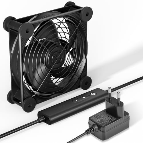 UpHere Ventilador de 220 V PC 120 mm Ultra Silencioso, Ventilador AC 12 V Doble Roller Ball, con controlador de velocidad, cinco ajustable, para PC/Playstation/TV Box, 1 unidad. (U2DC1-1)…