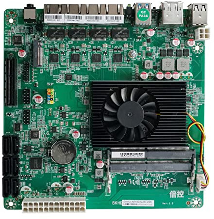 HKUXZR Scheda madre NAS N5105, 4 porte i226/i225 2.5GbE LAN, M.2 NVMe, 6* SATA3.0, 2* DDR4, 1* PCIe4.0, Mini ITX Soft Router VPN Openwrt Barebone Micro Appliance fai da te