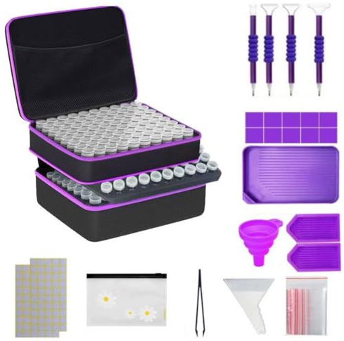 DUOJIN Diamond Painting Accessories Storage Container 240 Slots 5D Diamond Painting Storage Boxes Portable Bead Diamond Art Storage Case Kits for DIY Art Craft Drill Rhinestone Gem Crystal