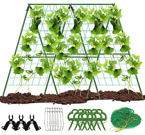 Mnaocz Treillis de Concombre Pliable à Cadre en A, Treillis de Jardin pour Plantes Grimpantes, Treillis de Jardin pour Plantes Grimpantes en Extérieur, Support de Culture de Plantes pour Légumes,(#1)