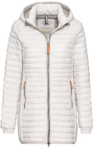 camel active Damen Lange Steppjacke mit abnehmbarer Kapuze