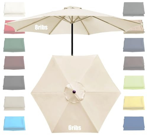 Toldo De Recambio De Sombrilla (2m/6 Varillas, 2.7m/6 Varillas, 3m/6 Varillas, 2.7m/8 Varillas, 3m/8 Varillas) Cubierta De Sombrilla De Tela De Repuest Para Piscina, Terrazas, Sombrilla En Voladizo (