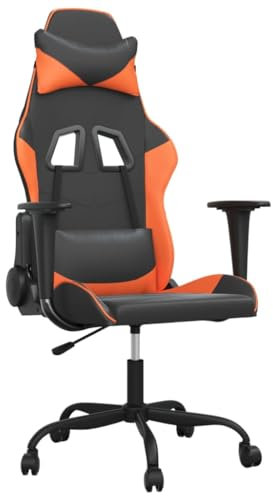 vidaXL Gaming Stuhl, Bürostuhl mit Massagefunktion, Drehstuhl Höhenverstellbar mit Hebel, Computerstuhl Sessel, Schwarz Orange Kunstleder