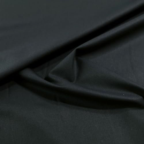 TOLKO schwarzer Baumwollstoff Meterware für Hose Jacke Rock Kleid | 160cm breit | Baumwolle Meterware Dekostoff Stoffe zum Nähen (Schwarz)
