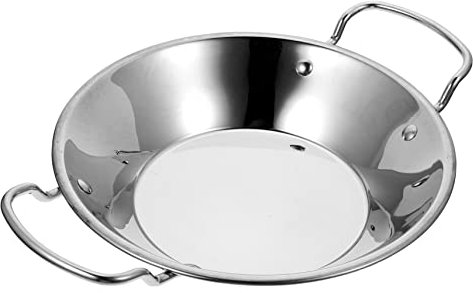 Alipis Wok Inoxidable Sartén De Doble Mango Para Cocinar Olla Caliente Resistente Al Desgaste Suministros De Hogar