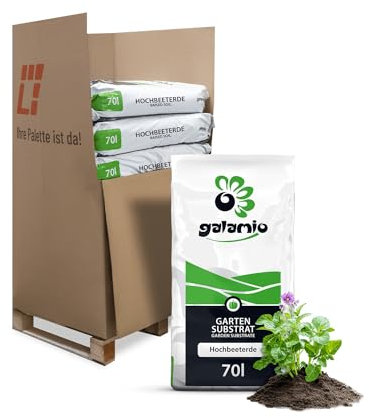 GALAMIO Hochbeeterde Erde Gartenerde Universalerde Blumenerde Pflanzerde Gemüseerde Premium Profi Kultursubstrat 70l x 10 Sack 700l / 1 Palette Paligo