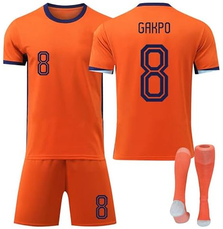 Generisch New Fußball Jerseys Anzug Niederlande Trikot for 2024 Fans 8 Gakpo Trikot Kinder Kids Mens Soccer Sport Outfit Trainning 24 25 Orange Windmill T Shirt Shorts Socks Jersey Set