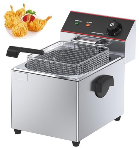 MiBoce Friteuse Électrique Commerciale, Friteuse Électrique 8L/12L/15L, avec Panier À Friture Et Couvercle, Température Réglable De 60 À 200 ℃, pour Famille De Restaurants Commerciaux