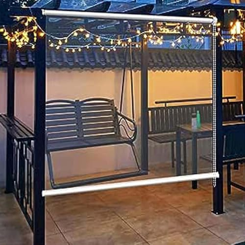 Transparent Waterproof PVC Roller Shades Blind Outdoor Pergola Roller Blinds Thermal Insulated Dust Proof Curtain for Reception Home Kitchen Easy to Instal Gazebo Patio,120 * 200cm