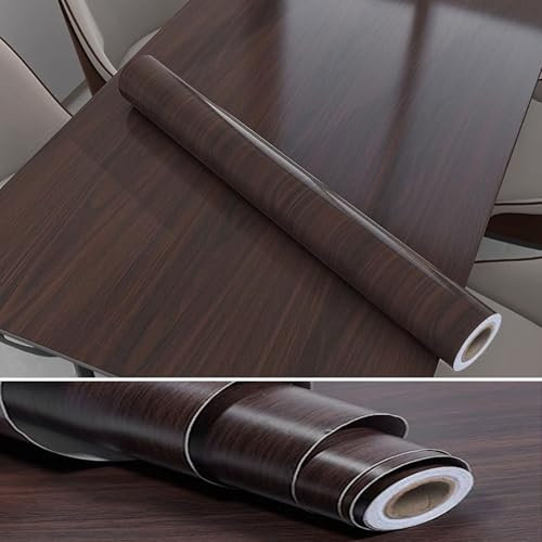 Eiauiuo Selbstklebende Tischfolie Klebefolie Holzoptik Möbelfolie PVC Tischdecke Holz Tischunterlage Wasserdicht Tapeten Möbelaufkleber für Tisch und Wand Schutz Dekofolie(Nussbaum,90x500cm)