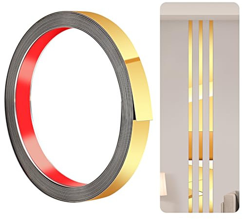 600cm-2cm Baguette de Finition en Acier Inoxydable, Moulure Murale, Moulure Décorative pour Cheminées, Cadres de Miroirs, Murs, Voitures et Meubles(Or)