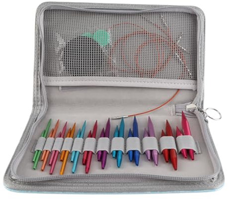 Wifehelper Rundstricknadel-Set, Austauschbar, Verschiedene Größen, Aufbewahrungstasche, Basteln, 24 Nadeln, 4 Drähte
