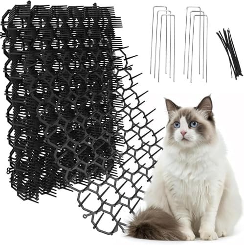 12 Sheets Cat Spike,20x15cm Cat Repellent Garden,Round Head Cat Repellent, Cat Safety Gate, Suitable for Office Desk, Sofa, Garden,Prickle Strip Dig Stopper for Dogs Foxes Cats