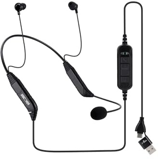 Discover Neckset 20 USB Wired Earbuds with Microphone for Work Calls and Meetings - USB-A and USB-C Connectivity for Computer and Mobile Phones