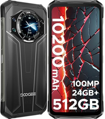 DOOGEE S119 Rugged Smartphone 2025, 512GB+24GB Telefono Indistruttibile, 10200mAh/33W, 1.32 IPS Rear Display, 6.58” FHD+ Cellulare Antiurto, 100MP+24MP Visione Notturnam, Android 14, NFC/4G Dual SIM
