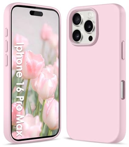 Filoto Liquid Silicone Case for iPhone 16 Pro Max (6.9 inch) - Ultra Thin Full Body Protective Case, 4-Layer Shockproof Structure, Soft Scratch Resistant Microfiber Lining, Light pink