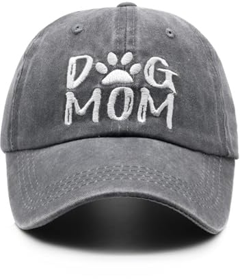 Hatwell Baseballkappe für Damen, Motiv: Hund, Mutter, Oma, Geburtstag, Hundeliebhaber, Geschenk von Tochter und Sohn, verstellbar, bestickt, Denim-Hut für den täglichen Gebrauch, grau, Einheitsgröße
