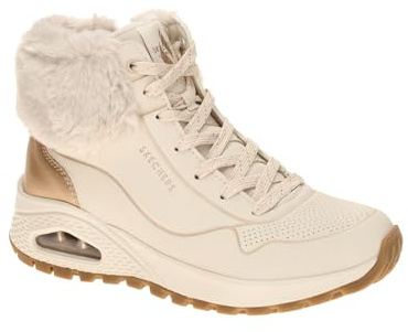 Skechers Uno Rugged Herbst Shimmer Stiefeletten für Damen, Natürliches Durabuck Gold-Metallic-Kunstfell, 39.5 EU