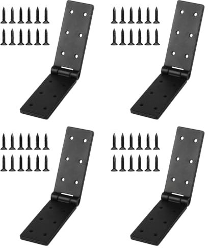4 cerniere pieghevoli da 200 mm a 180 gradi, cerniere per porte pieghevoli, cerniere per mobili, colore nero, cerniere per porte, cerniere per cassetti, porte da giardino, porte in legno, con 48 viti