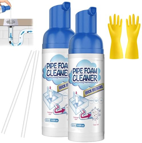 Grossplus Drain Cleaner, Fly Foam Disposal Cleaner, Foaming Drain Cleaners and Deodorizer, Spiral Sink Cleaners Foam for Bathroom Sink, for Kitchen and Washbasin, With Tube (2)