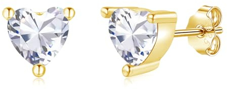 Loutade Ohrringe Silber 925 für Damen, 3 Paare 925 Sterling Silber Herz Ohrstecker Set mit Cubic Zirkonia, Hypoallergen 4/5/6mm Kleine Ohrringe Stecker für Mehrere Ohrlöcher, Knorpel Ohrstecker
