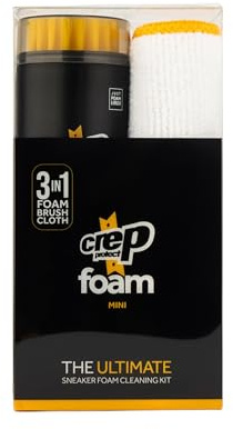 Crep Protect Foam Mini Shoe Cleaner - On the Go Sneaker Cleaning Foam with Built In Brush & Microfiber Cloth - Quick & Travel Size Cleaner
