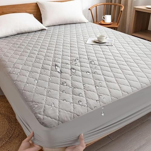 Tutamaz Matratzenschoner Wasserdicht 90x200cm, Wasserdichter Matratzenschoner, Matratzenauflage Spannbettlaken, Matratzen Nässeschutz Bettlaken Atmungsaktive Matratzenbezug für Bett und Matratze Grau