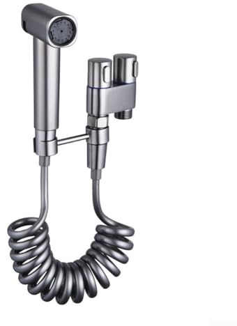 Kit de rociador de inodoro para bidé con pulverizador de mano, válvula de ángulo de acero inoxidable, válvula de salida doble, manguera y soporte para un control eficaz y fácil del agua