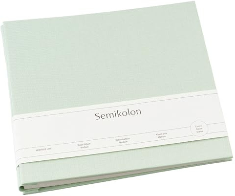 Semikolon 600026 Schraubalbum Medium 24 x 23 cm - mit 20 cremeweißen Seiten, erweiterbar - moss pastell-grün