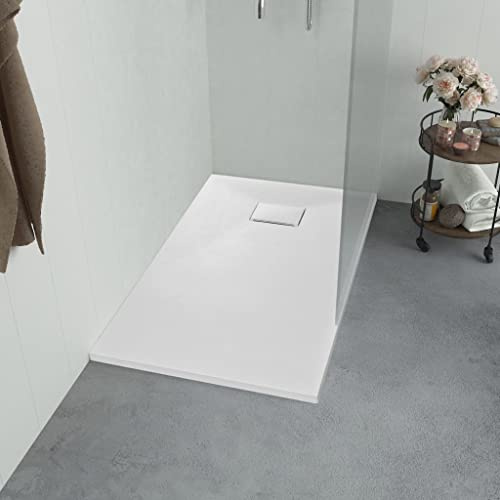 Ziaphsol Piatto Doccia Bianco 90x70 con soglia Bassa, Superficie in Ardesia Antiscivolo, per Doccia in Bagno, Facile Pulizia, Ricambio per Piatto Doccia