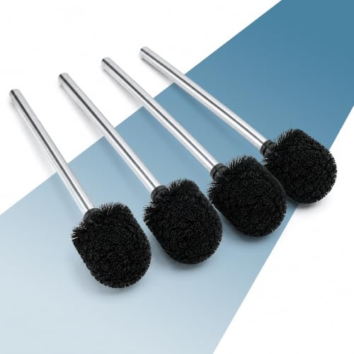 PORTENTUM Klobürste 4er-Pack/WC Bürstengarnitur mit Edelstahlgriff 35,5 cm – WC Bürste mit austauschbarem Bürstenkopf 8 cm Durchmesser – Toilet Brush mit weichen Borsten – Toilettenbürste fürs Bad